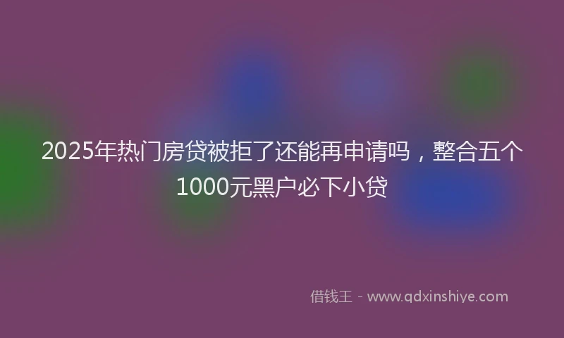 2025年热门房贷被拒了还能再申请吗，整合五个1000元黑户必下小贷