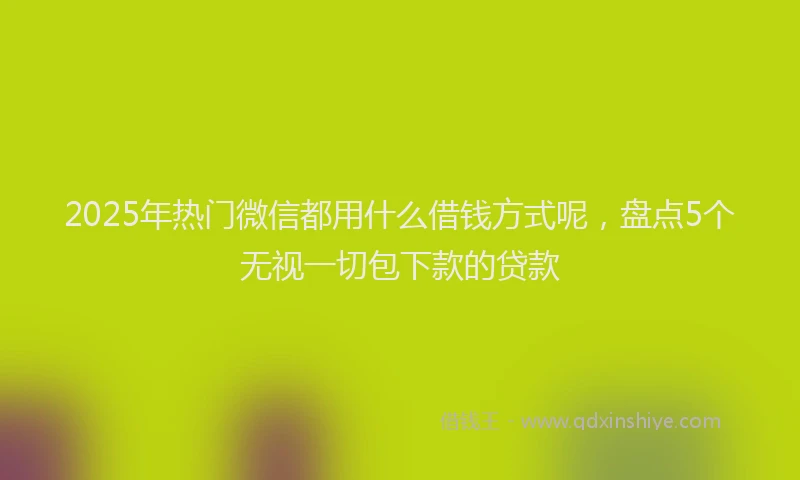 2025年热门微信都用什么借钱方式呢，盘点5个无视一切包下款的贷款