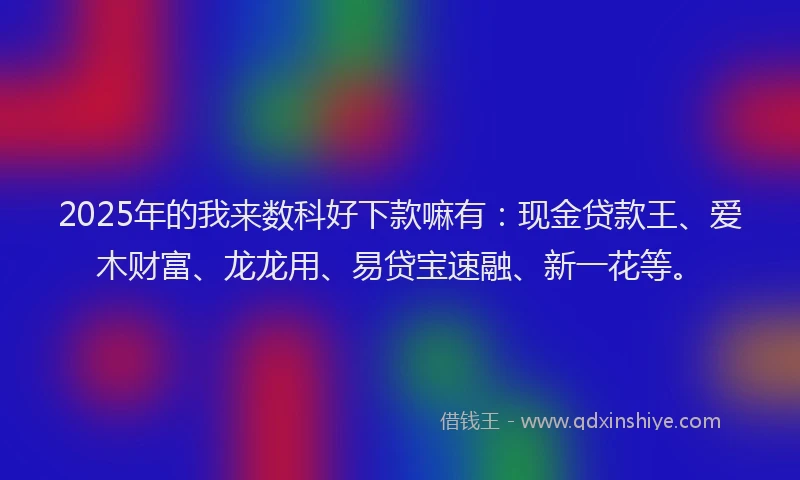 2025年的我来数科好下款嘛有：现金贷款王、爱木财富、龙龙用、易贷宝速融、新一花等。