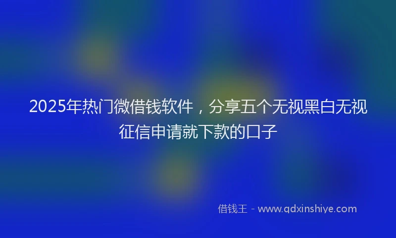 2025年热门微借钱软件，分享五个无视黑白无视征信申请就下款的口子