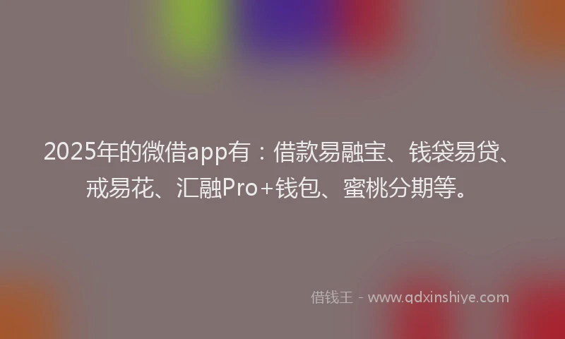 2025年的微借app有：借款易融宝、钱袋易贷、戒易花、汇融Pro+钱包、蜜桃分期等。