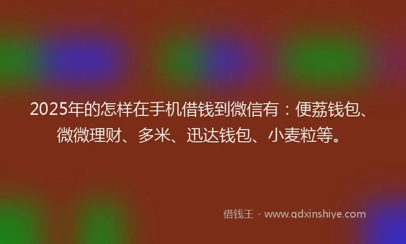 2025年的怎样在手机借钱到微信有：便荔钱包、微微理财、多米、迅达钱包、小麦粒等。