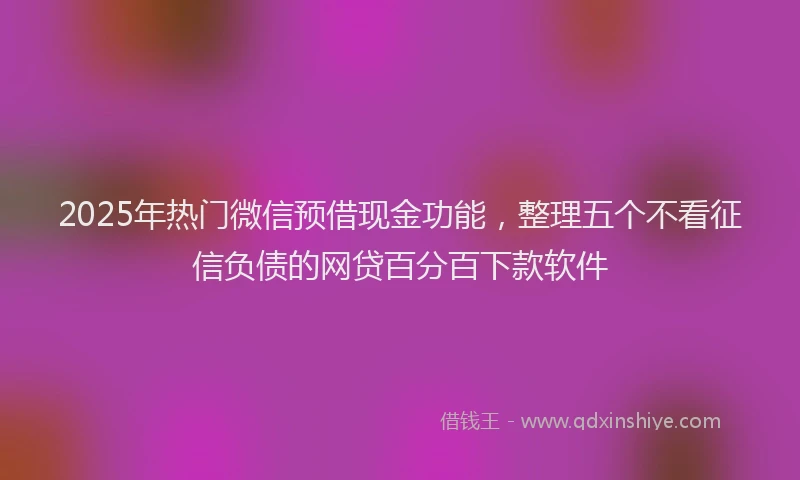 2025年热门微信预借现金功能，整理五个不看征信负债的网贷百分百下款软件