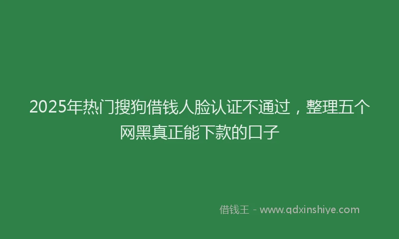 2025年热门搜狗借钱人脸认证不通过，整理五个网黑真正能下款的口子