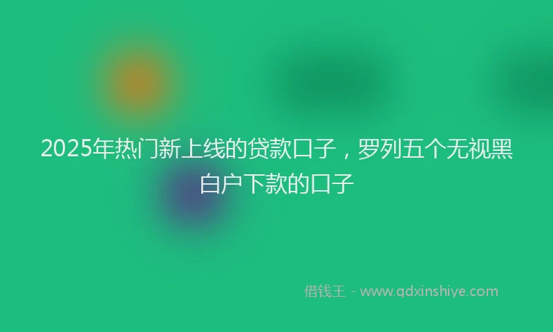 2025年热门新上线的贷款口子，罗列五个无视黑白户下款的口子