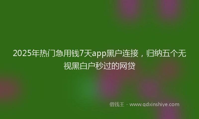 2025年热门急用钱7天app黑户连接，归纳五个无视黑白户秒过的网贷