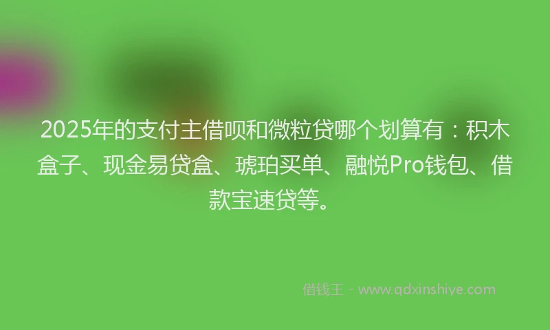 2025年的支付主借呗和微粒贷哪个划算有：积木盒子、现金易贷盒、琥珀买单、融悦Pro钱包、借款宝速贷等。