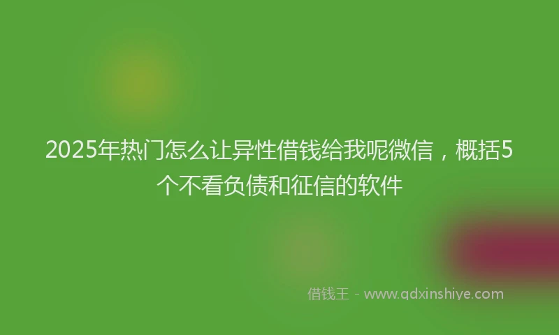 2025年热门怎么让异性借钱给我呢微信，概括5个不看负债和征信的软件