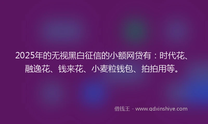 2025年的无视黑白征信的小额网贷有：时代花、融逸花、钱来花、小麦粒钱包、拍拍用等。