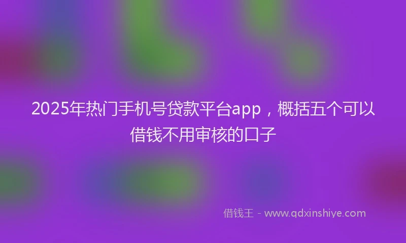 2025年热门手机号贷款平台app，概括五个可以借钱不用审核的口子