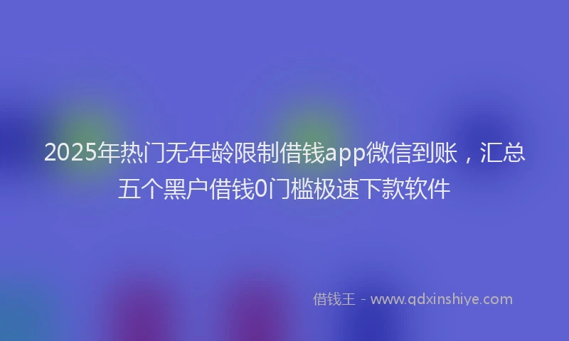 2025年热门无年龄限制借钱app微信到账，汇总五个黑户借钱0门槛极速下款软件