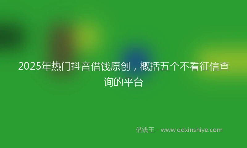 2025年热门抖音借钱原创，概括五个不看征信查询的平台