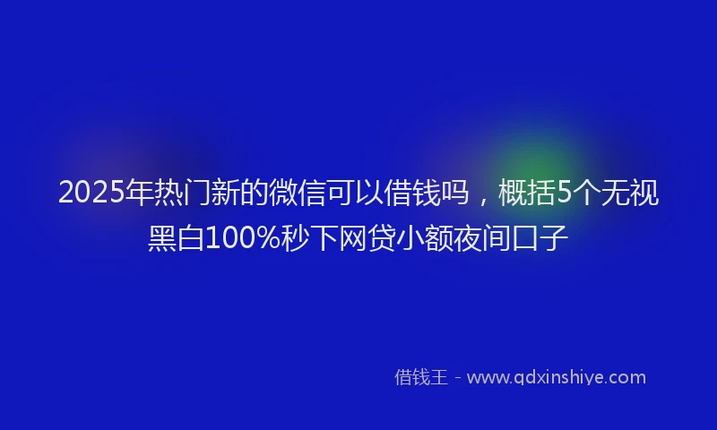 2025年热门新的微信可以借钱吗，概括5个无视黑白100%秒下网贷小额夜间口子