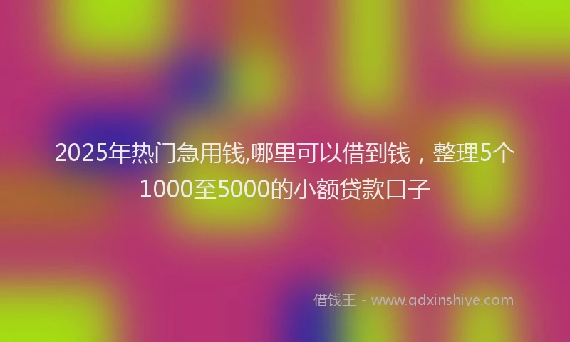 2025年热门急用钱,哪里可以借到钱，整理5个1000至5000的小额贷款口子