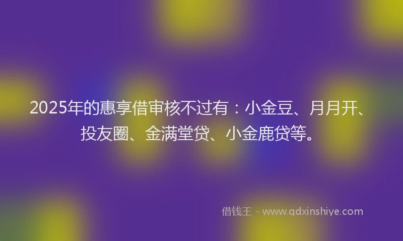 2025年的惠享借审核不过有：小金豆、月月开、投友圈、金满堂贷、小金鹿贷等。
