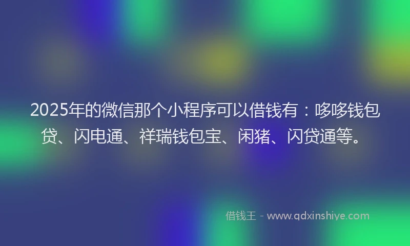 2025年的微信那个小程序可以借钱有：哆哆钱包贷、闪电通、祥瑞钱包宝、闲猪、闪贷通等。