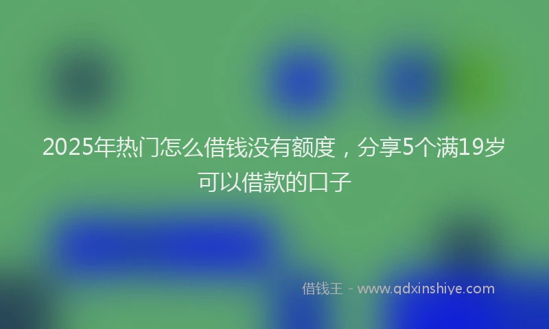2025年热门怎么借钱没有额度，分享5个满19岁可以借款的口子
