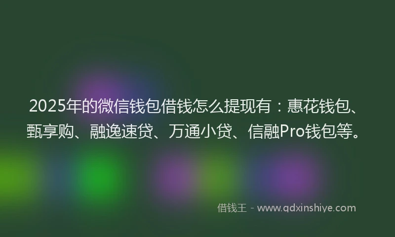 2025年的微信钱包借钱怎么提现有：惠花钱包、甄享购、融逸速贷、万通小贷、信融Pro钱包等。