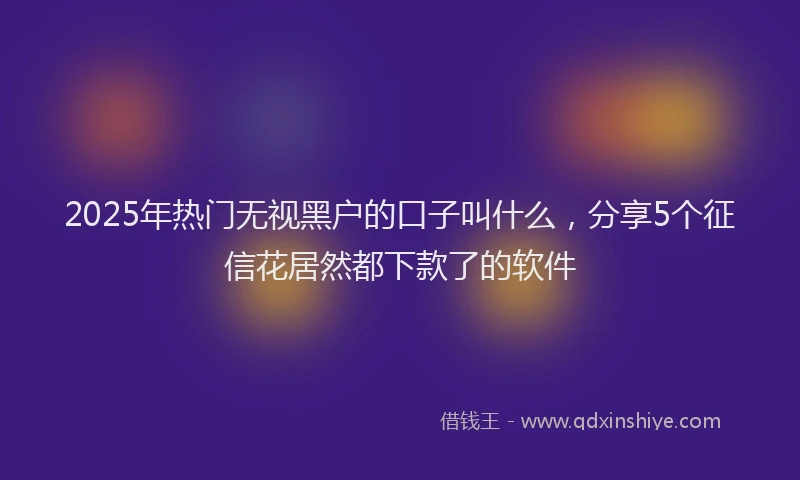 2025年热门无视黑户的口子叫什么，分享5个征信花居然都下款了的软件