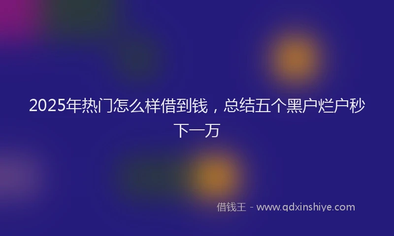 2025年热门怎么样借到钱，总结五个黑户烂户秒下一万