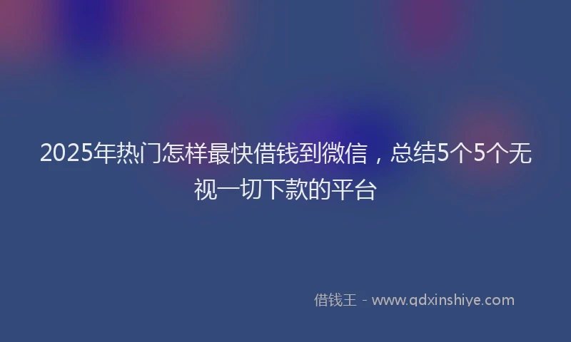 2025年热门怎样最快借钱到微信，总结5个5个无视一切下款的平台