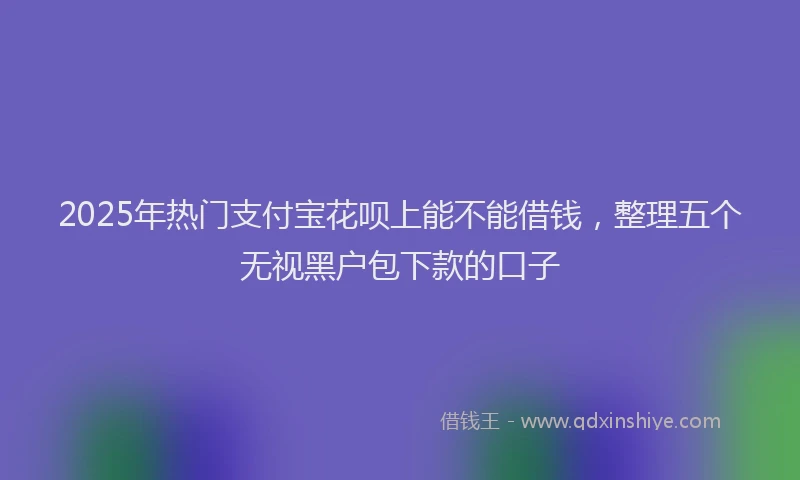 2025年热门支付宝花呗上能不能借钱，整理五个无视黑户包下款的口子