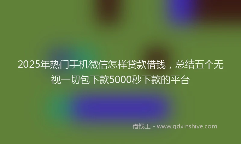 2025年热门手机微信怎样贷款借钱，总结五个无视一切包下款5000秒下款的平台