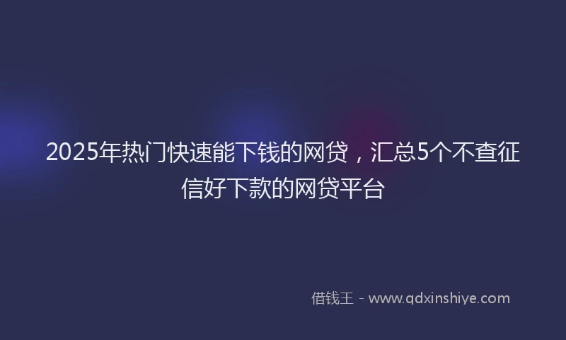 2025年热门快速能下钱的网贷，汇总5个不查征信好下款的网贷平台