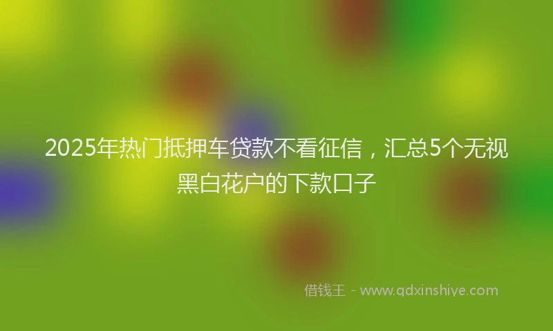 2025年热门抵押车贷款不看征信，汇总5个无视黑白花户的下款口子