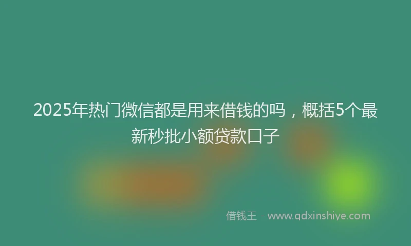 2025年热门微信都是用来借钱的吗，概括5个最新秒批小额贷款口子