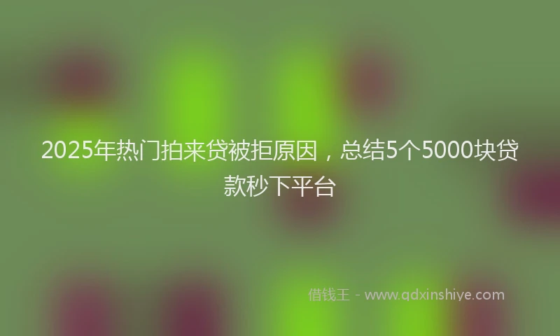 2025年热门拍来贷被拒原因，总结5个5000块贷款秒下平台