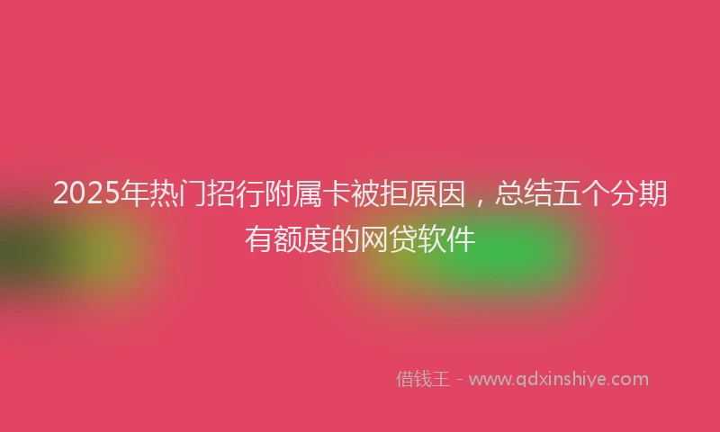 2025年热门招行附属卡被拒原因，总结五个分期有额度的网贷软件