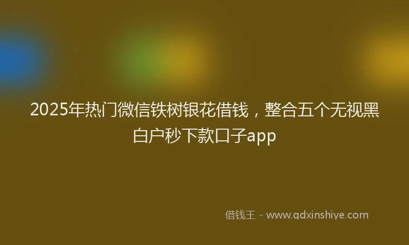 2025年热门微信铁树银花借钱，整合五个无视黑白户秒下款口子app