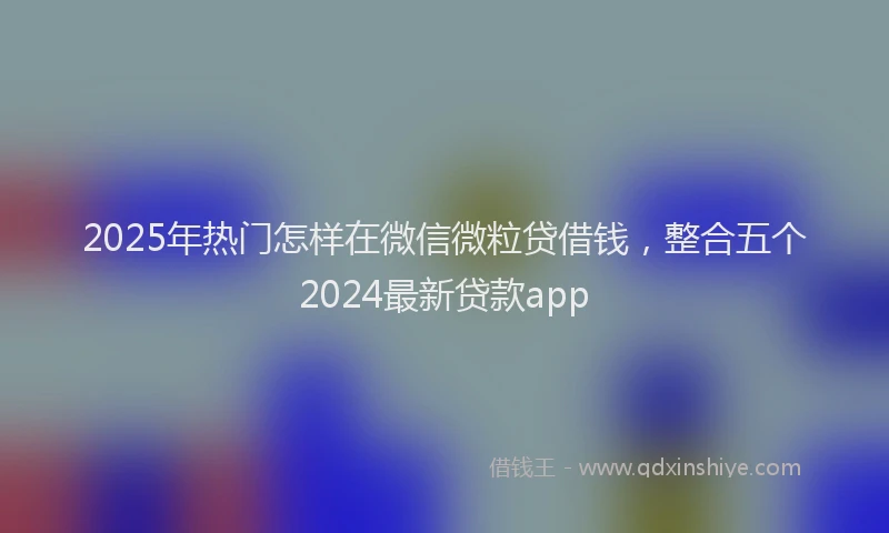2025年热门怎样在微信微粒贷借钱，整合五个2024最新贷款app