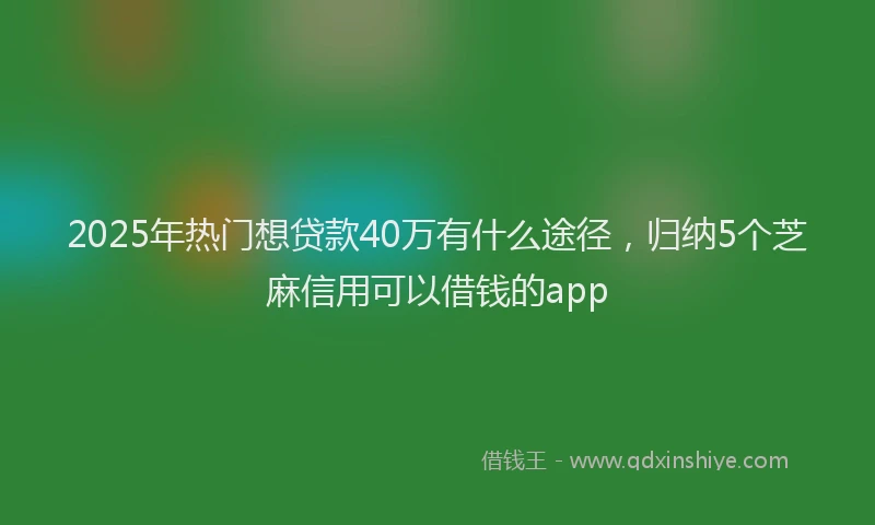 2025年热门想贷款40万有什么途径，归纳5个芝麻信用可以借钱的app