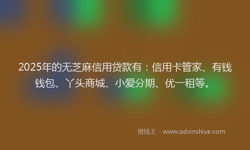 2025年的无芝麻信用贷款有：信用卡管家、有钱钱包、丫头商城、小爱分期、优一租等。