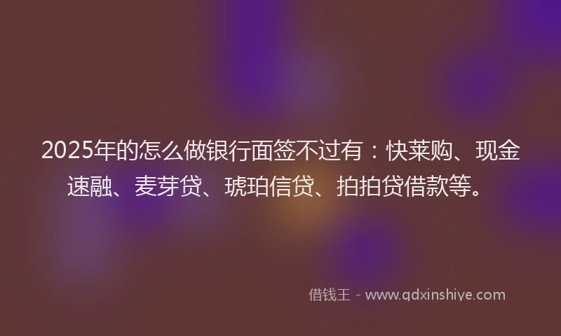 2025年的怎么做银行面签不过有：快莱购、现金速融、麦芽贷、琥珀信贷、拍拍贷借款等。