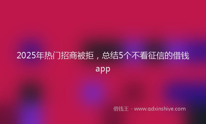 2025年热门招商被拒，总结5个不看征信的借钱app