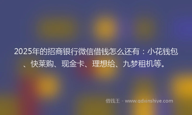 2025年的招商银行微信借钱怎么还有：小花钱包、快莱购、现金卡、理想给、九梦租机等。
