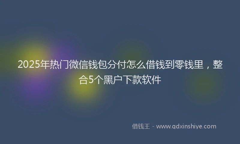 2025年热门微信钱包分付怎么借钱到零钱里，整合5个黑户下款软件