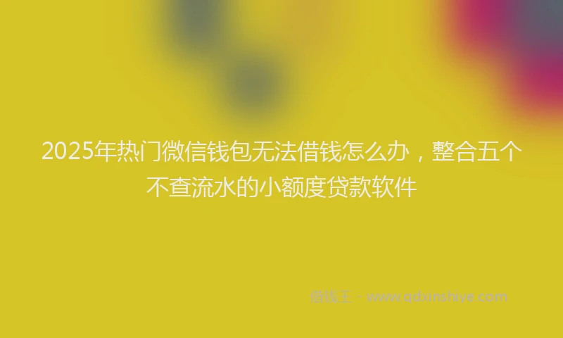 2025年热门微信钱包无法借钱怎么办，整合五个不查流水的小额度贷款软件