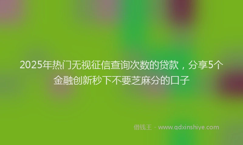2025年热门无视征信查询次数的贷款，分享5个金融创新秒下不要芝麻分的口子