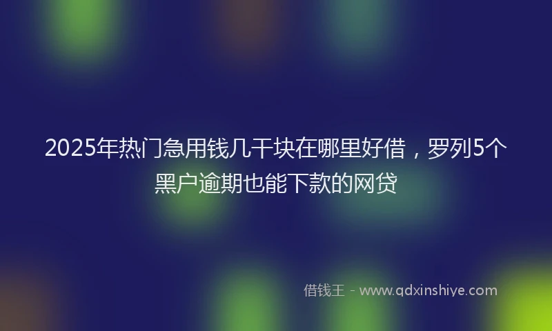 2025年热门急用钱几干块在哪里好借，罗列5个黑户逾期也能下款的网贷