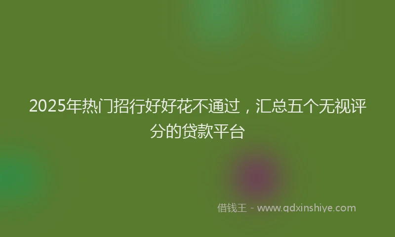 2025年热门招行好好花不通过，汇总五个无视评分的贷款平台