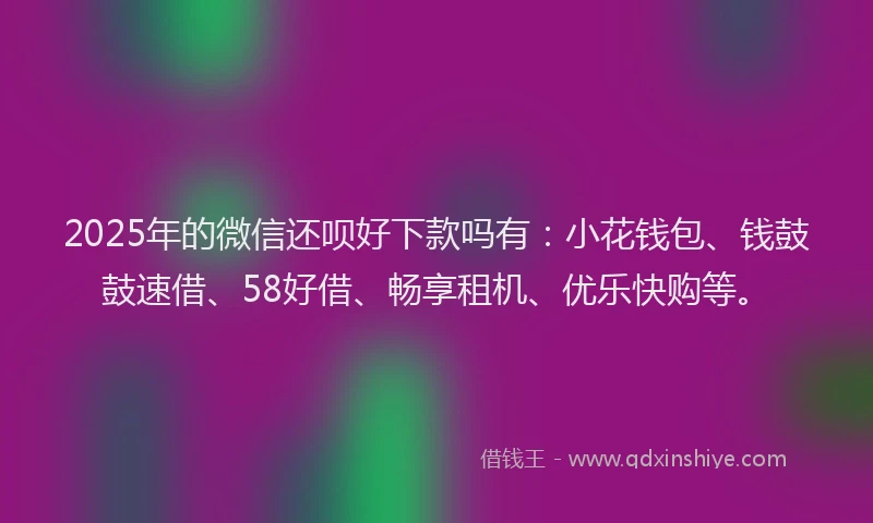 2025年的微信还呗好下款吗有：小花钱包、钱鼓鼓速借、58好借、畅享租机、优乐快购等。