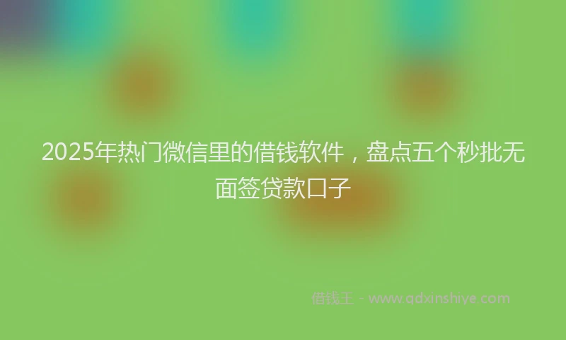 2025年热门微信里的借钱软件，盘点五个秒批无面签贷款口子