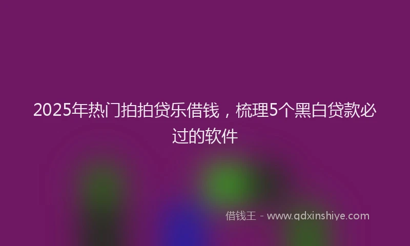 2025年热门拍拍贷乐借钱，梳理5个黑白贷款必过的软件