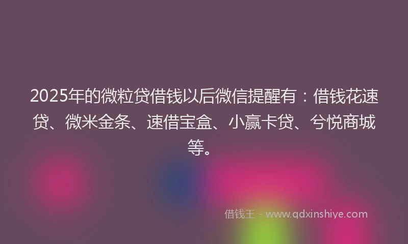 2025年的微粒贷借钱以后微信提醒有：借钱花速贷、微米金条、速借宝盒、小赢卡贷、兮悦商城等。