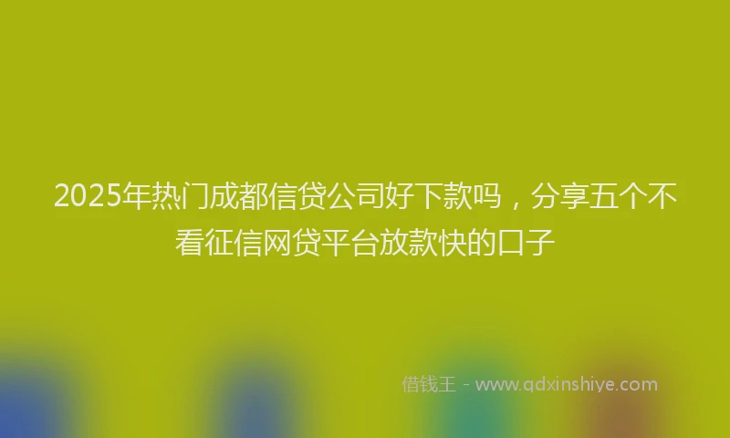 2025年热门成都信贷公司好下款吗，分享五个不看征信网贷平台放款快的口子