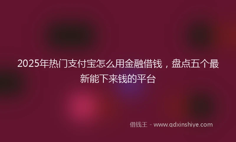 2025年热门支付宝怎么用金融借钱，盘点五个最新能下来钱的平台